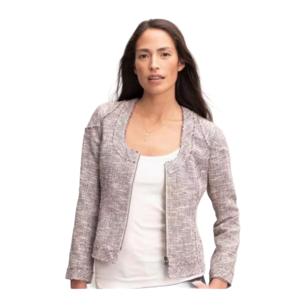 Banana Republic Tweed Zip Up Blazer Raw Edge